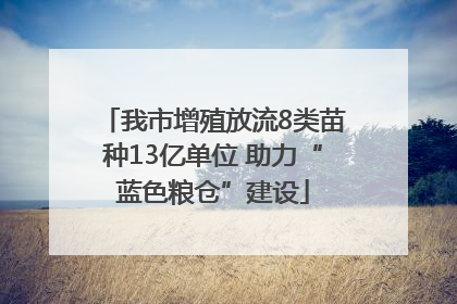 我市增殖放流8类苗种13亿单位 助力“蓝色粮仓”建设